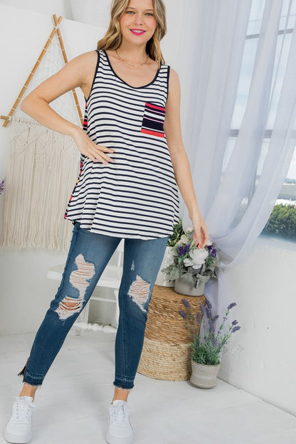 MIXED STRIPE TANK TOP