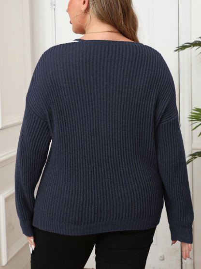 Contrast Dropped Shoulder Long Sleeve Sweater