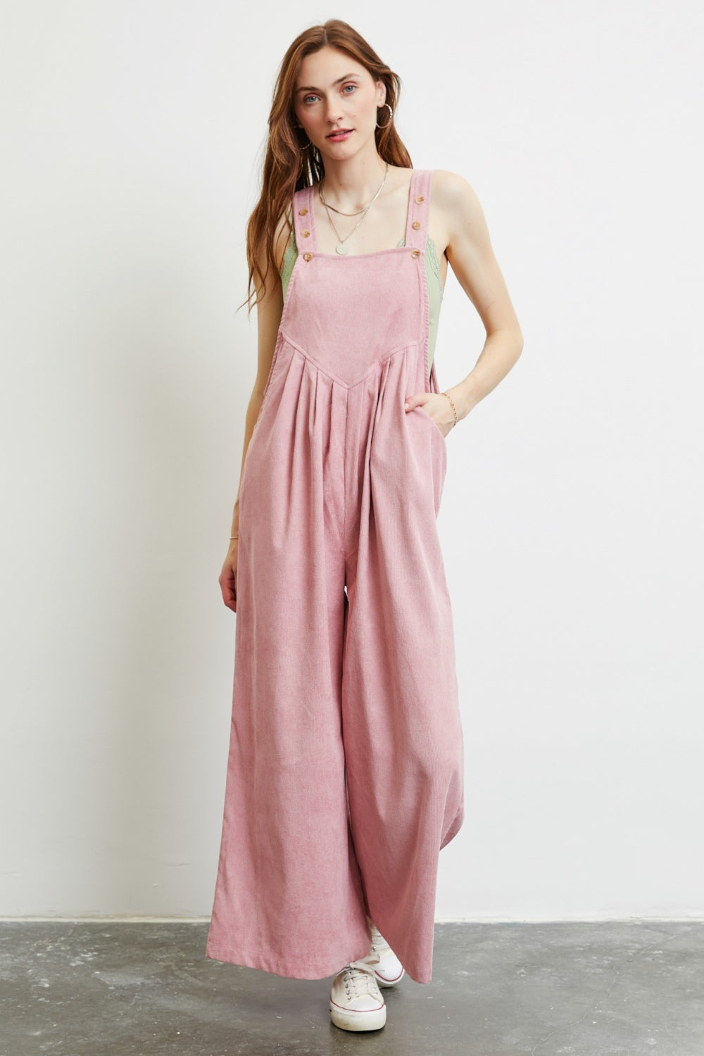 Corduroy Sleeveless Wide-Leg Overalls