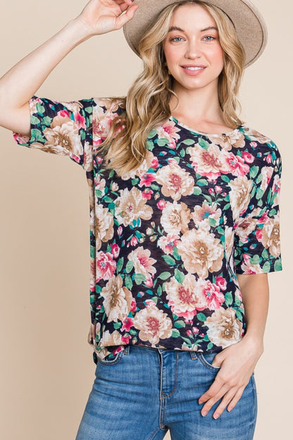 Floral Round Neck T-Shirt