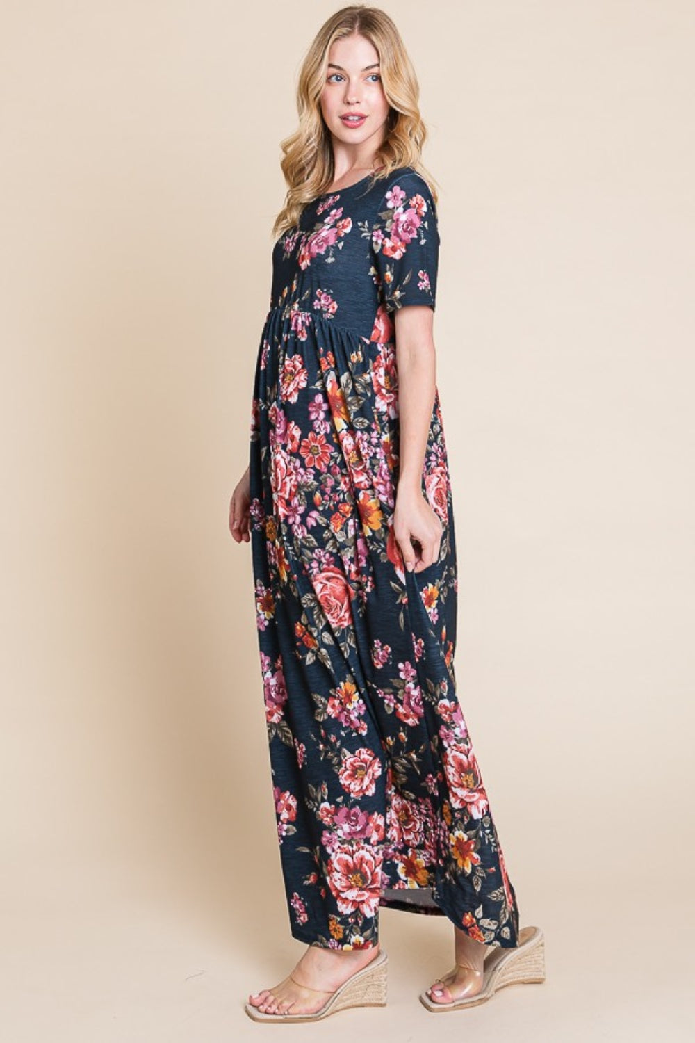 Floral Short Sleeve Maxi Dress