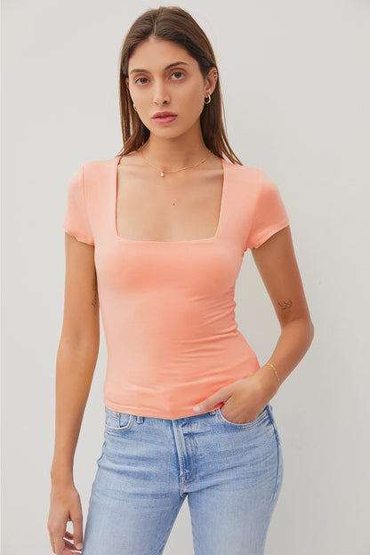 Square Neck Short Sleeve T-Shirt