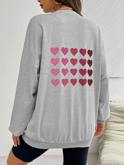 Heart Dropped Shoulder Long Sleeve Sweatshirt