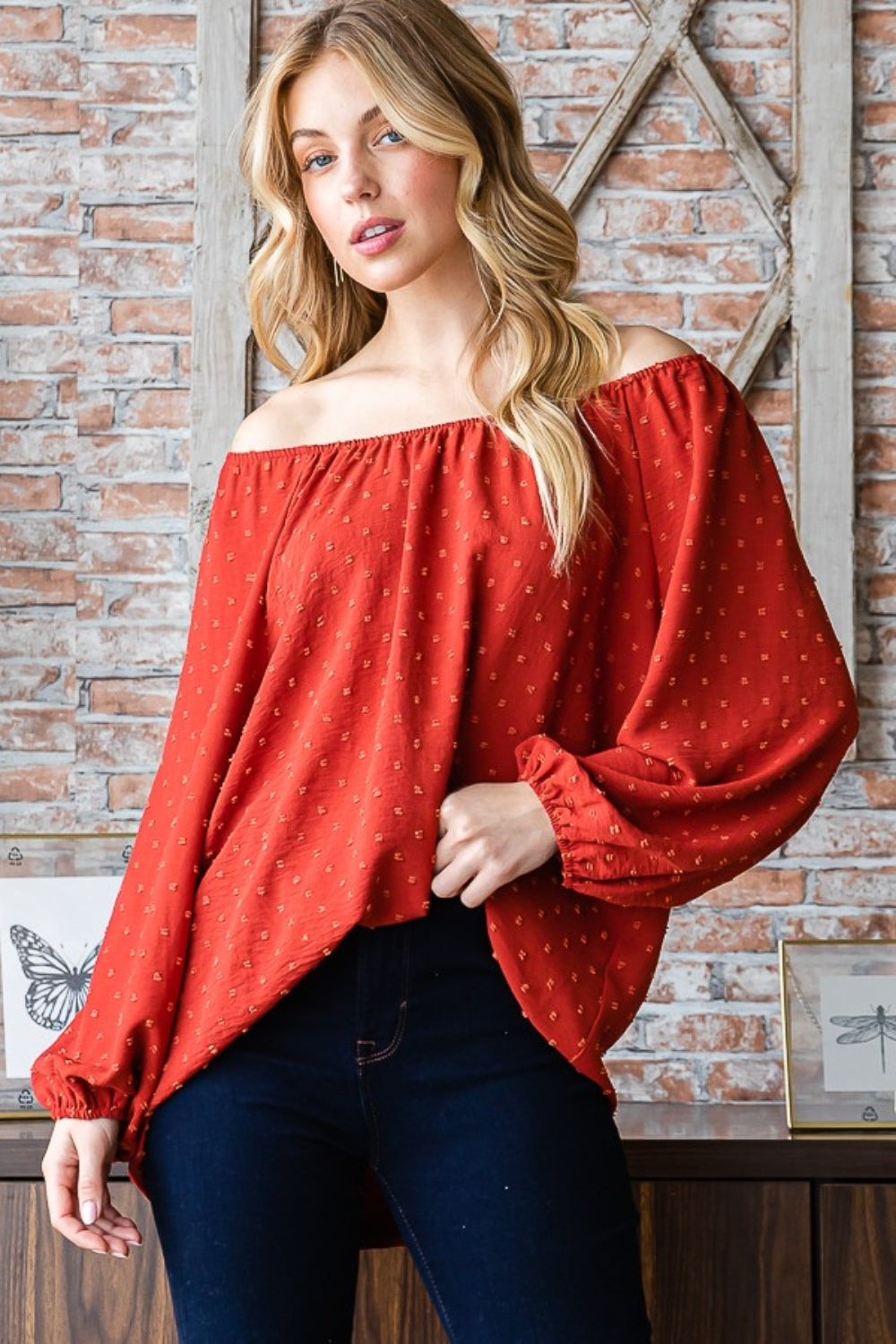 Swiss Dot Off Shoulder Top