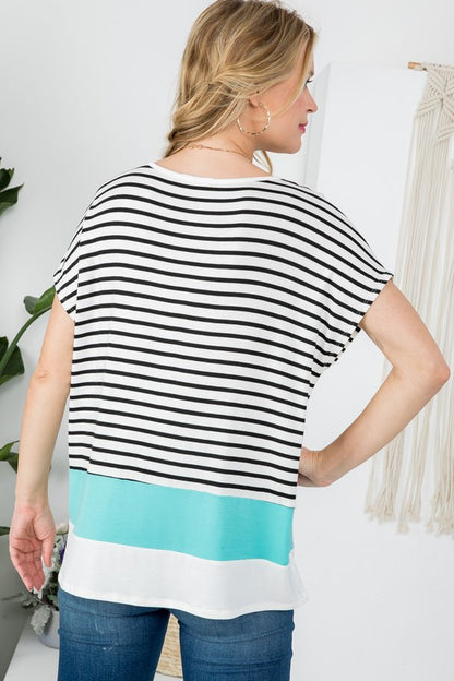 STRIPE COLORBLOCK TUNIC TOP