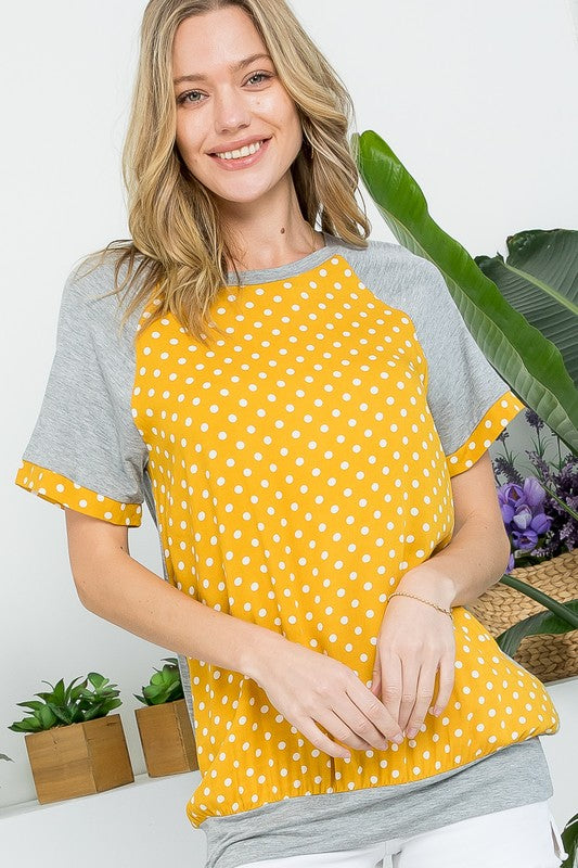 PLUS POLKA DOT MIX CASUAL TUNIC TOP