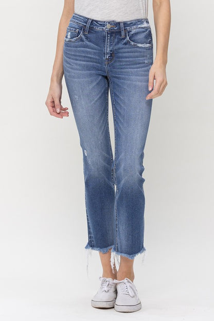 Flying Monkey Mid Rise Crop Slim Straight Jeans