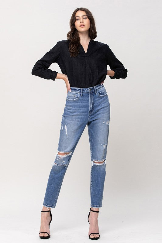 FLYING MONKEY SUPER HIGH RISE STRETCH MOM JEANS