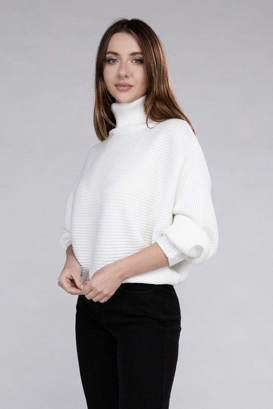 VISCOSE DOLMAN SLEEVE TURTLENECK SWEATER