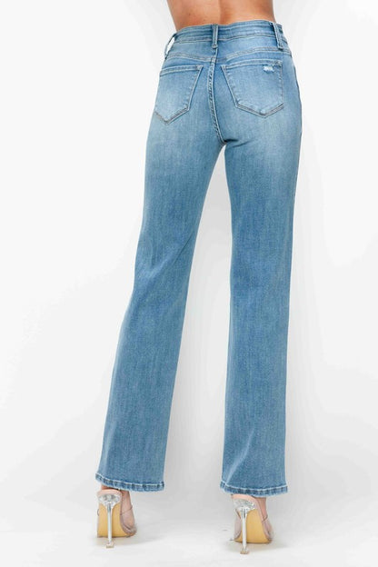 bytos Distressed High Rise Straight Jeans