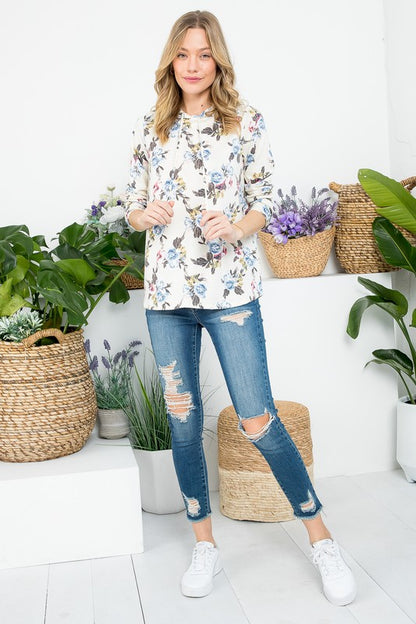 ALLOVER FLORAL SWEATSHIRT TOP