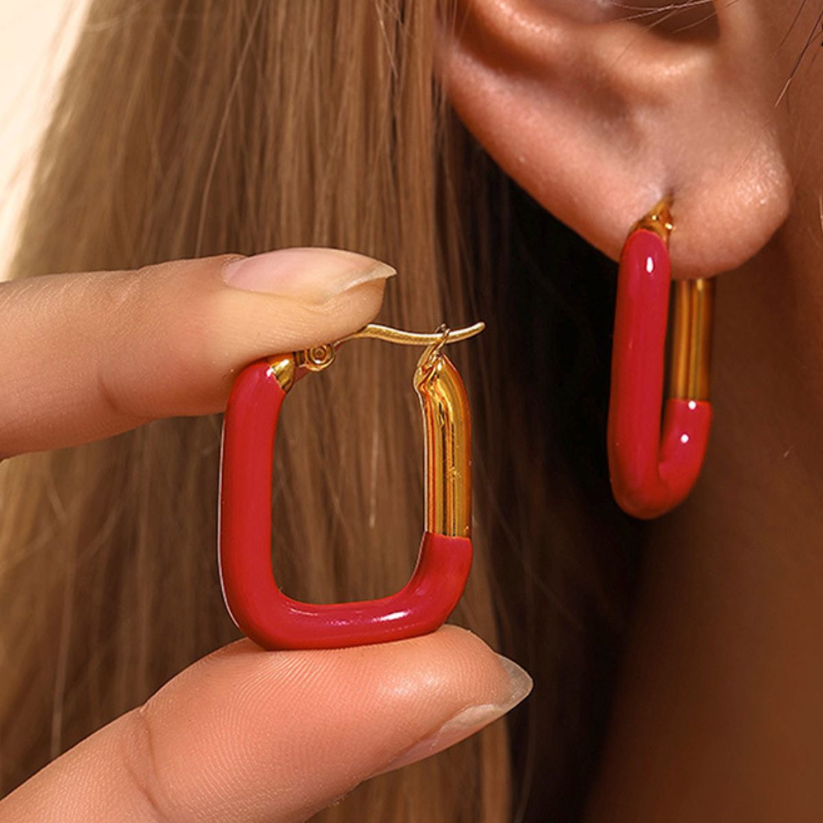 Stainless Steel Drip Oil Contrast Earrings