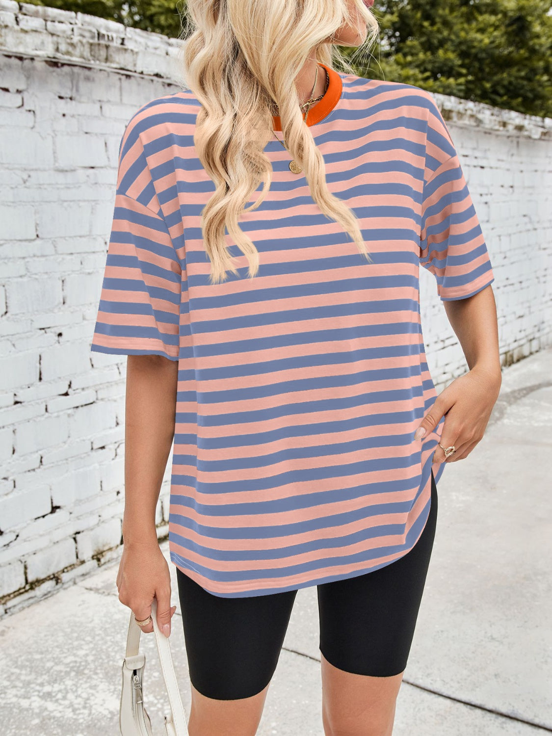 Striped Round Neck Half Sleeve T-Shirt