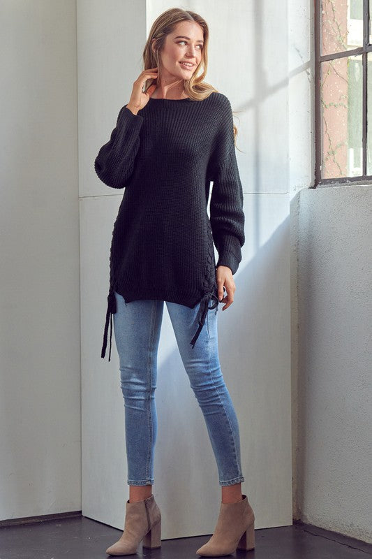 SOLID CHUNKY TUNIC SWEATER