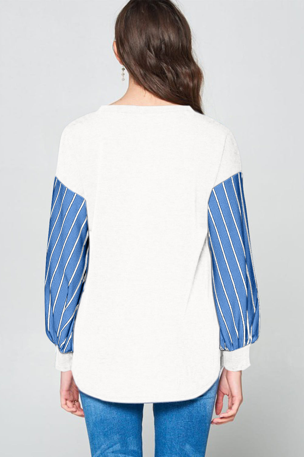 French Terry Striped Long Sleeve Top