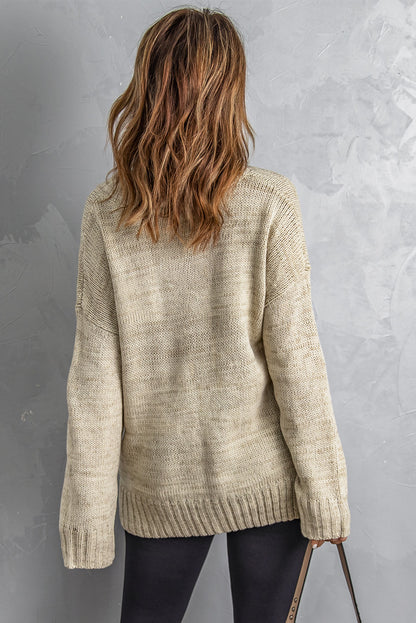 V-Neck Dropped Shoulder Sweater