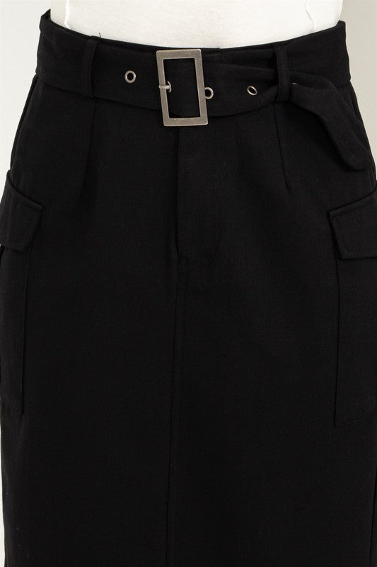 PROFESSIONAL POISE  BUCKLED BELT CARGO SKIRT