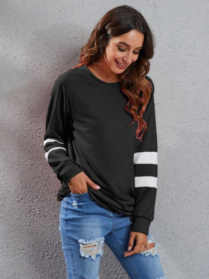 Striped Round Neck Long Sleeve T-Shirt