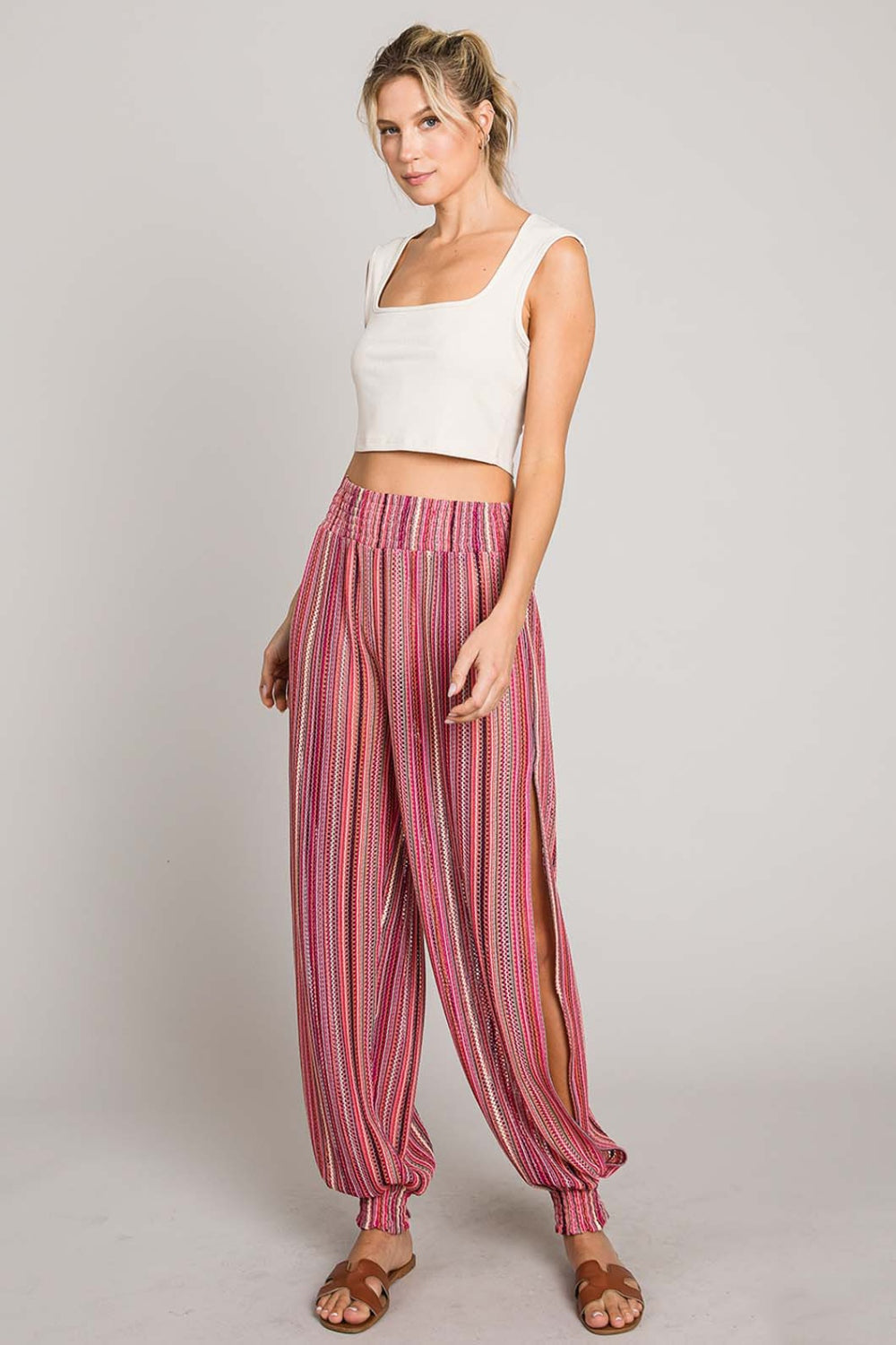 Striped Smocked Cover Up Pants