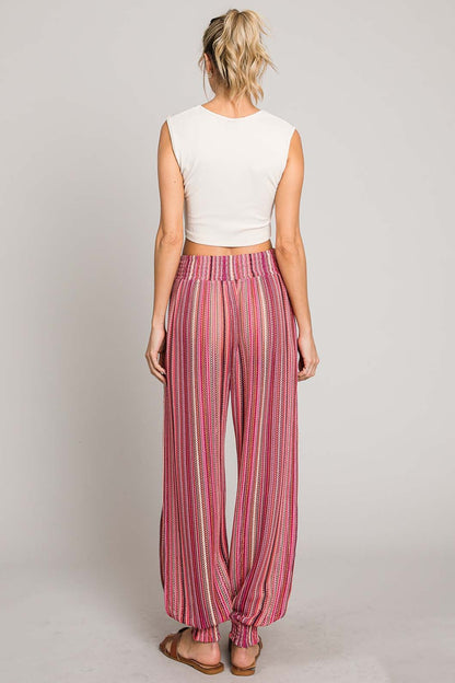 Striped Smocked Cover Up Pants