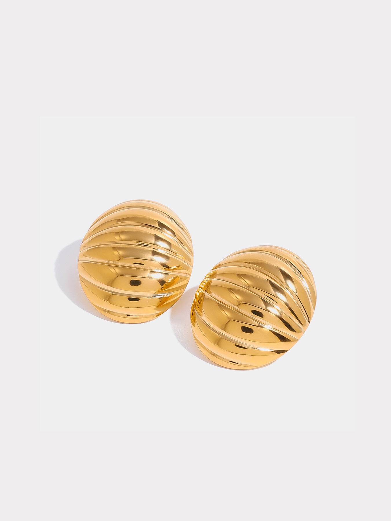 18K Gold-Plated Stainless Steel Ribbed Earrings