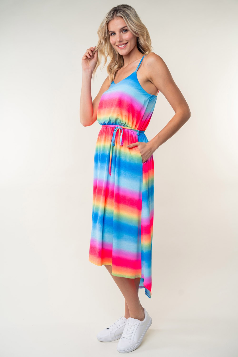 Ombre Striped Midi Cami Dress