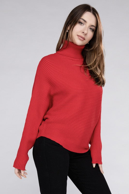 VISCOSE DOLMAN SLEEVE TURTLENECK SWEATER