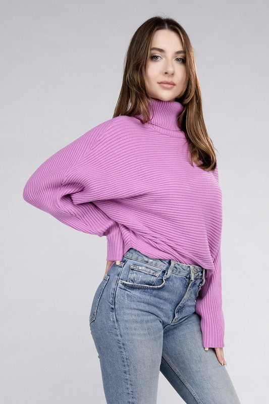 VISCOSE DOLMAN SLEEVE TURTLENECK SWEATER