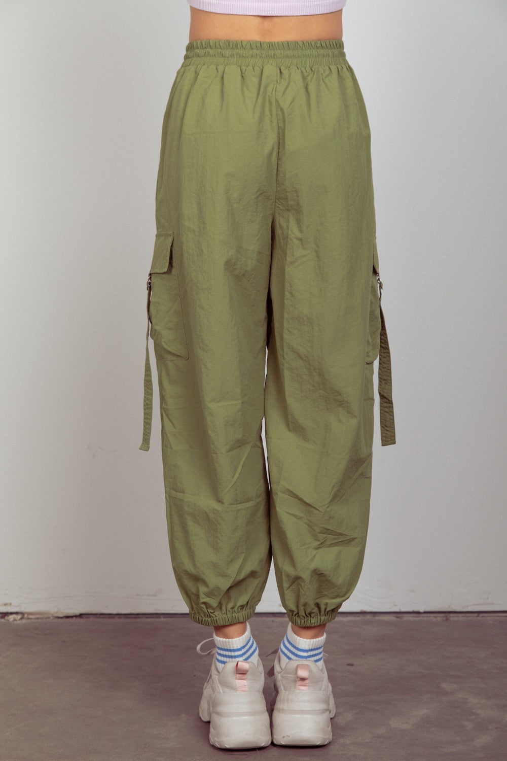 Elastic Waist Woven Cargo Pants