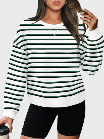 Striped Round Neck Long Sleeve Sweatshirt