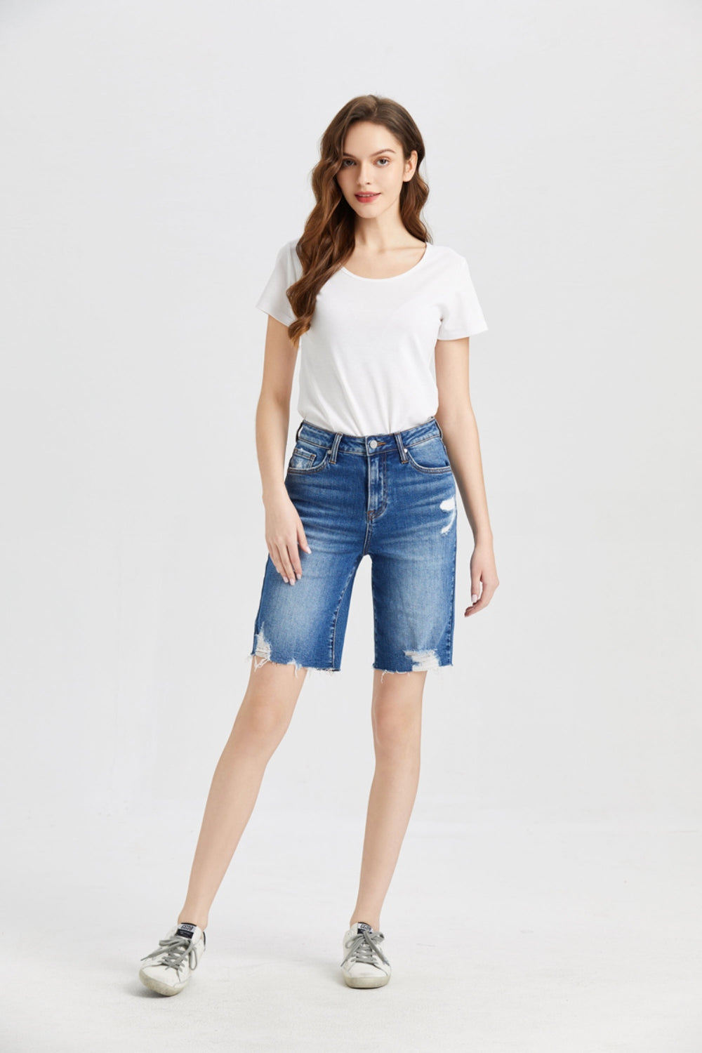 BAYEAS Super High Rise Denim Bermuda Shorts