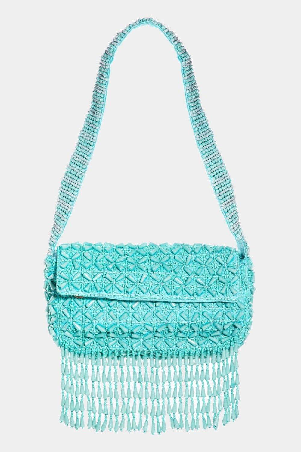 Beaded Fringe Rectangle Shoulder Bag