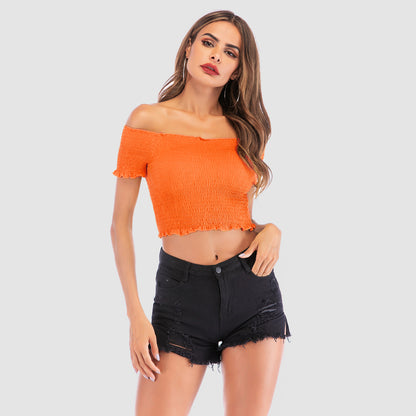 Smocked Off-Shoulder Short Sleeve Top