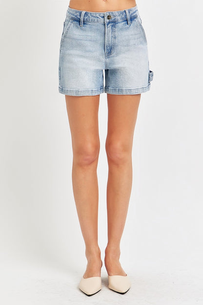 Risen High Rise Denim Shorts