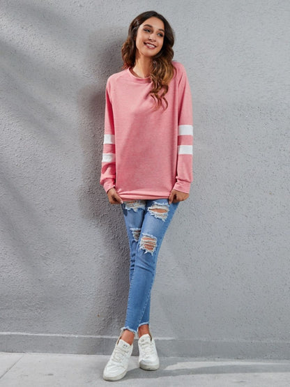 Striped Round Neck Long Sleeve T-Shirt