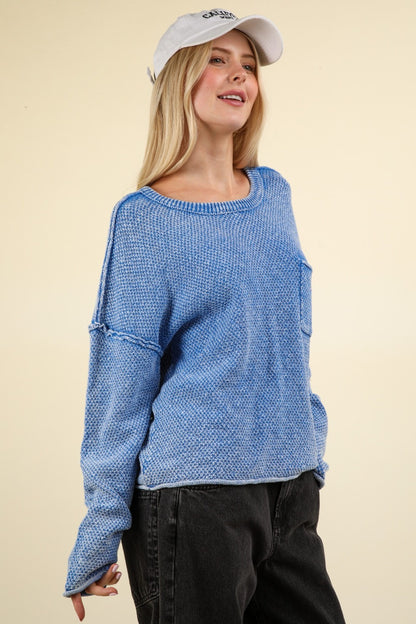 Mineral Washed Exposed Seam Sweater