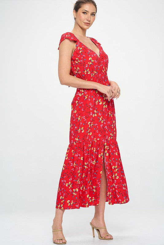 SUMMER FLORAL SLIT MAXI DRESS