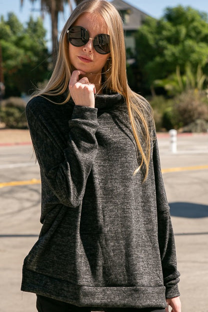 PLUS SOLID TURTLE NECK BOXY TOP