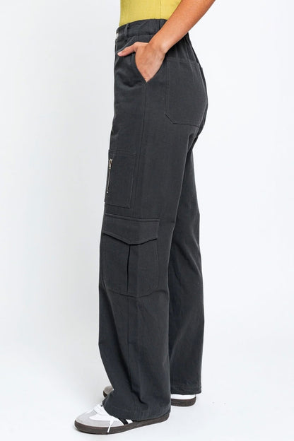 High Waisted Wide Leg Cargo Pants with Pockets