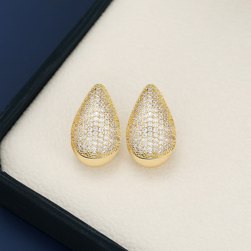 18K Gold-Plated Zircon Teardrop Earrings