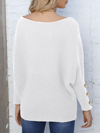 Boat Neck Long Sleeve Sweater