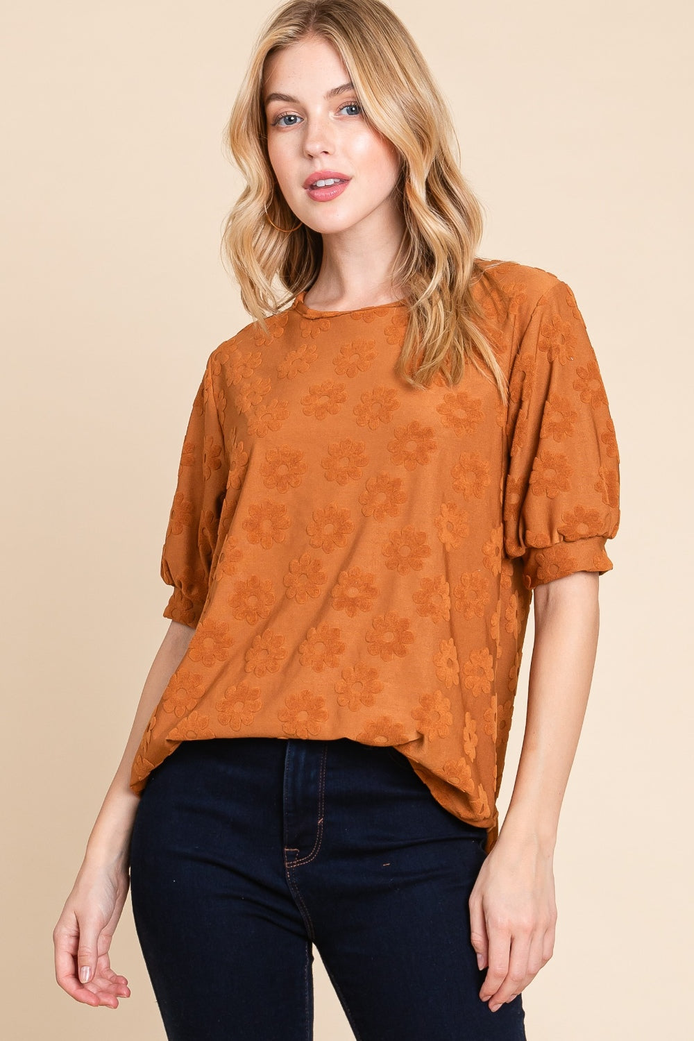 Textured Floral Pattern Top