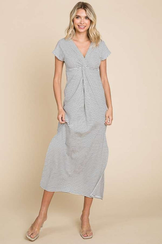 Striped Twisted Detail Dress