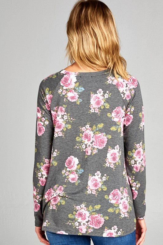 ALLOVER FLORAL SWEATSHIRT TOP