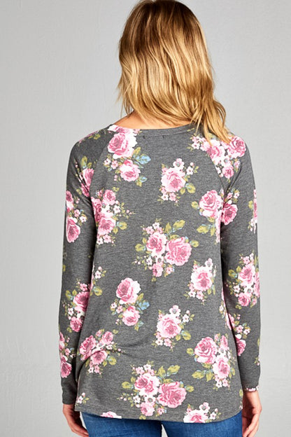 ALLOVER FLORAL SWEATSHIRT TOP