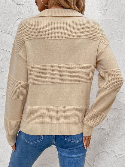 Johnny Collar Dropped Shoulder Sweater