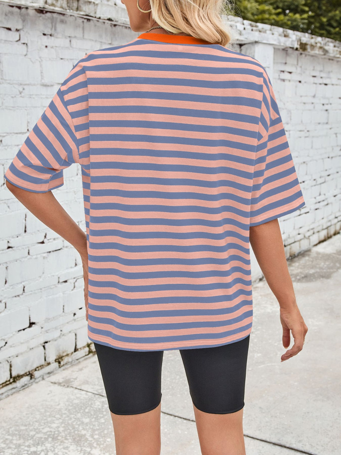 Striped Round Neck Half Sleeve T-Shirt