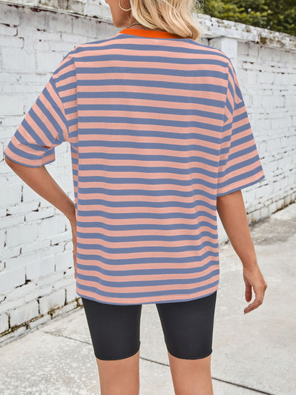 Striped Round Neck Half Sleeve T-Shirt