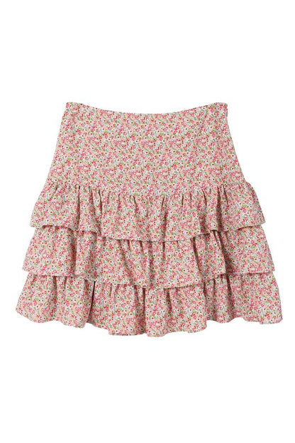 Tierd floral skirt