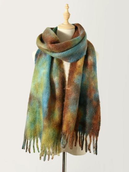 Fringe Tie-Dye Polyester Scarf